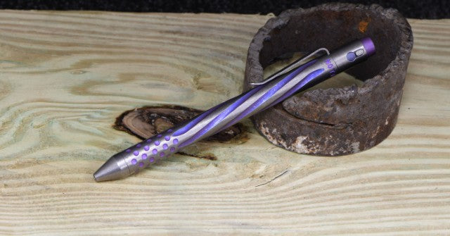 Titanium Custom Anodized Pen - g2fs spiral flute w dots purple | Nottingham Tactical