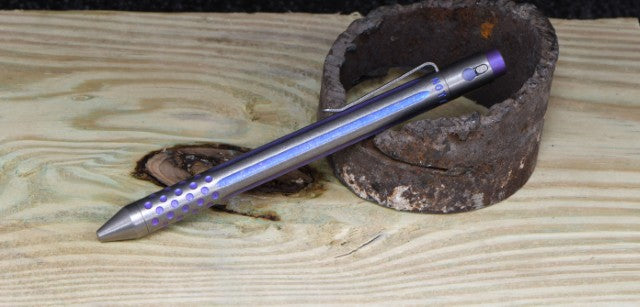 Titanium Custom Anodized Pen - g2fs straight flute w dots purple | Nottingham Tactical