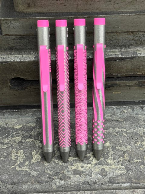 Titanium Custom Cerakote Pen in pink Cerakote finish - custom tactical pens by Nottingham Tactical