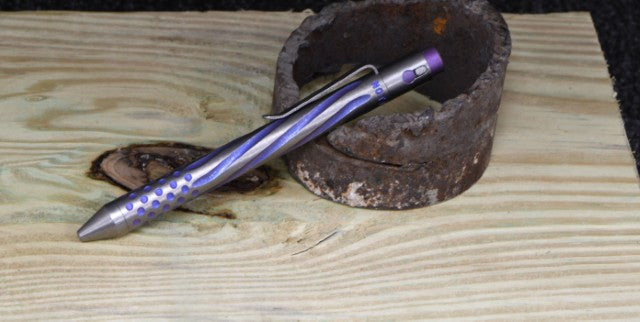 Titanium Custom Anodized Pen - parker spiral flute w dots purple | Nottingham Tactical