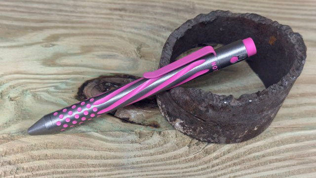 Titanium Custom Cerakote Pen in pink finish - precision tactical pen by Nottingham Tactical